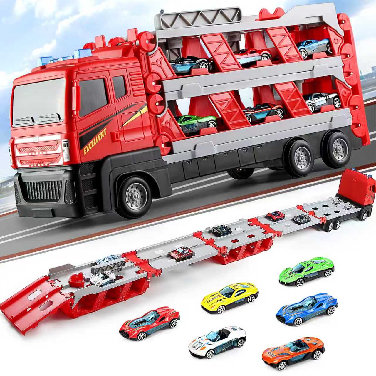 مجموعة لعبة شاحنة نقل سيارات ق - مراجعة Kids Toys Vehicle وسعره